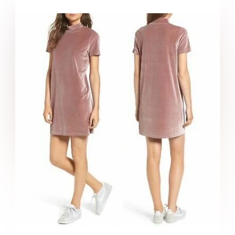 Madewell Velvet Mini Dress in Soft Pink XS